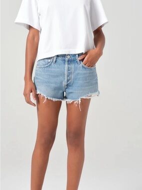 AGOLDE Parker Light Blue Distressed Denim Cutoff Shorts Sz 29